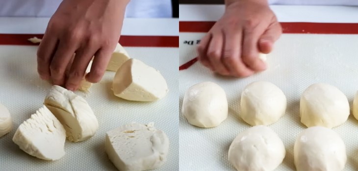 vê bột thành hình tròn